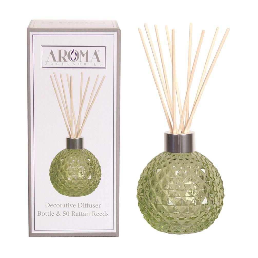 Aroma Green Lustre Glass Reed Diffuser & 50 Rattan Reeds £7.01